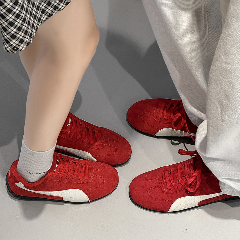 3816 Biaojia 同じスタイルのレーシングシューズ女性の新しい夏ソフトソールレッドメンズトレーニングシューズレトロレザースニーカー|undefined