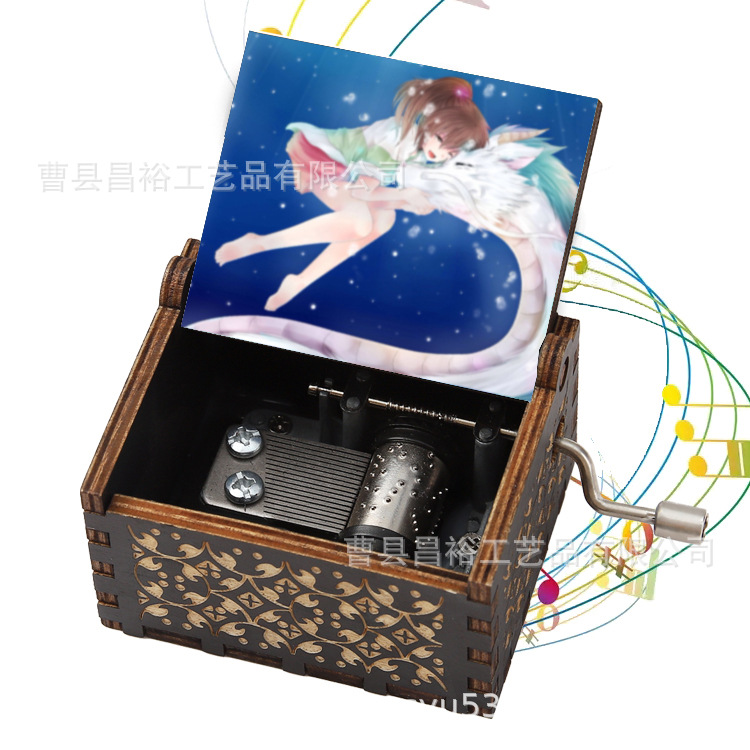 木製の手作りオルゴール創意カラープリント千と千尋のオルゴール木製の手を振ってオルゴールクロスボーダー専用です。