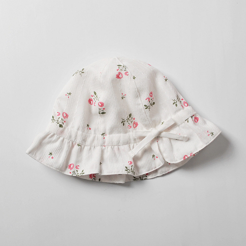 新款春夏薄款防晒太阳帽宝宝遮阳棉布盆帽婴儿碎花透气可调节帽子|ms