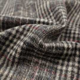 经典格子英伦灰色系单面短顺毛布料大衣外套时装设计师面料