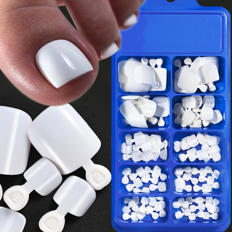 Xiaohongshu's Popular White Minimalist Toe Nail Tips, 120 Pieces, Solid Color Boxed, Stylish Nail Tips for Girls Xiaohongshu's Popular White Minimalist Toe Nail Tips, 120 Pieces, Solid Color Boxed, Stylish Nail Tips for Girls