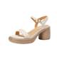 Huge Versatile 2024 New Simple One-line Open-toe Sandals for Women Summer Thick Heel Thick Sole Casual Roman High Heels