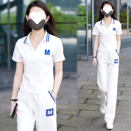 Sportswear Casual suit Women's 2024 Summer New Fashionable Western Style Internet Celebrant Age-reducing Casual Wide-leg Pants Two-piece Set