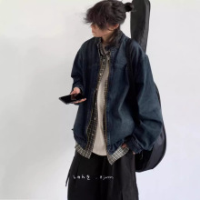 2024新款日系复古水洗牛仔外套男女做旧男友风宽松百搭休闲夹克衣