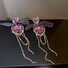 Silver needle, crystal, earrings with bow, silver 925 sample, European style, internet celebrity