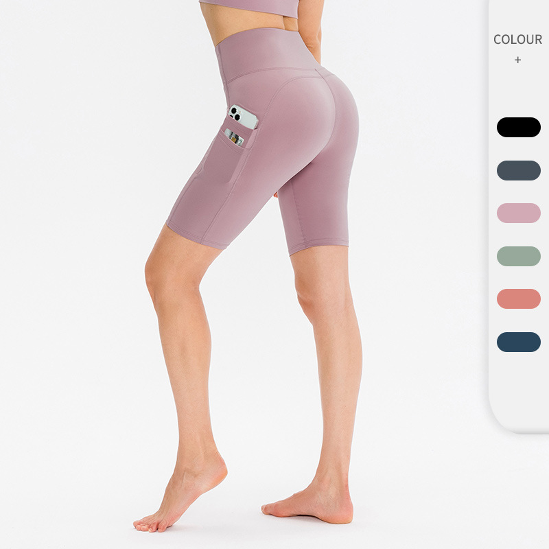 Special Offer Women's Tight-Fitting Double-Pocket Fitness Yoga Shorts High-Waisted Running Quick-Drying Sports Shorts 5-Point Shorts 12424