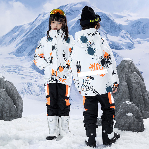 Children's Ski Suit, Unisex Set, Winter Outdoor Waterproof and Warm Thicken Snowboard/Ski Suit