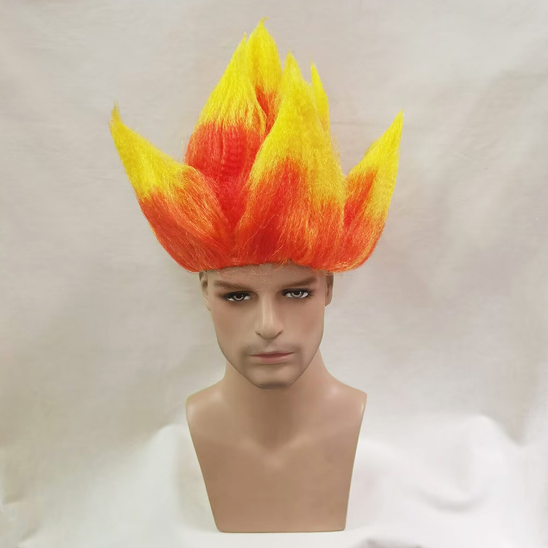 Silk Trolls Troll Head Two-Dimensional Flame Head Wig Anime Dragon Ball Sun Wukong Super Saiyan