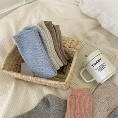 Korean New Ins Style Woolen Mid-Calf Socks for Women with Thick Wool, Colorful Plush Yarn Socks, JK Autumn/Winter Snow Ground Socks