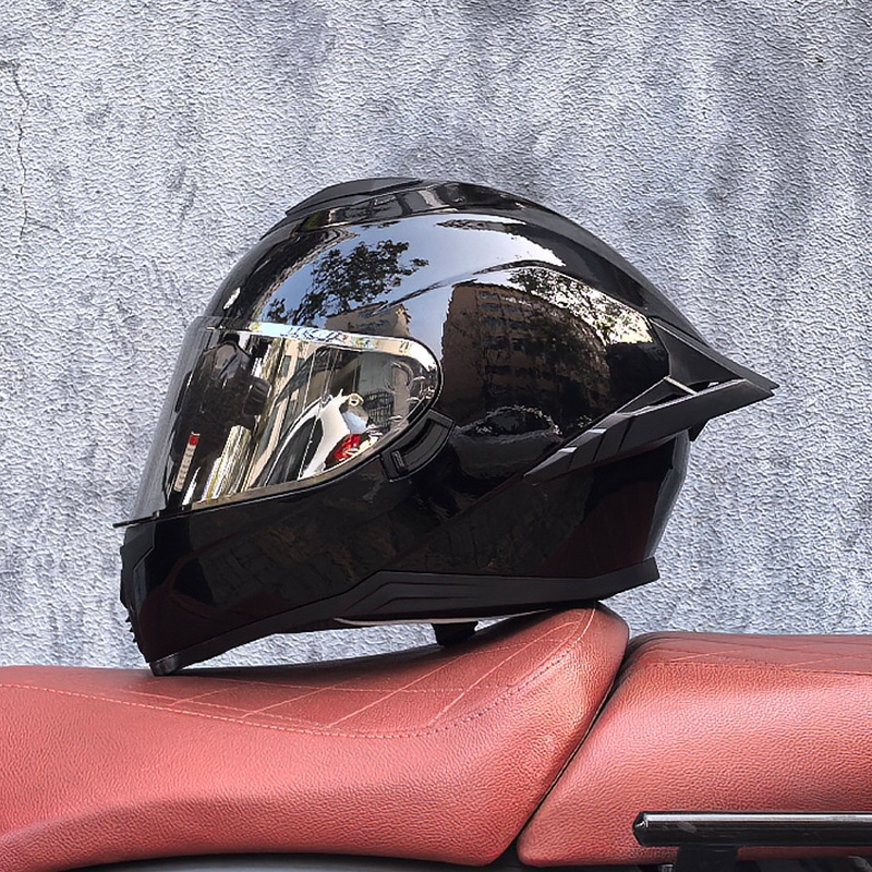 Casco integral transfronterizo DOT de la versión mejorada de LVS con doble lente para hombres, casco de seguridad universal para todas las estaciones para motociclistas femeninas, casco de motocicleta con doble lente.