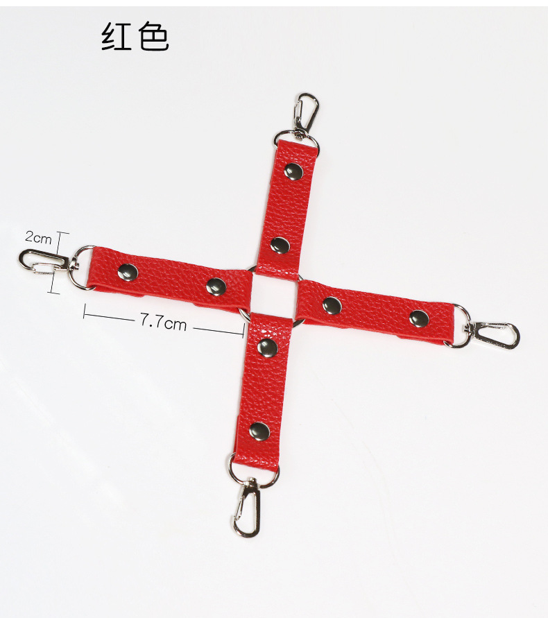 Textured Leather Bondage Set with Plush-Lined Handcuffs, Bracelet, Shackles and Neck Cover — detail image 8