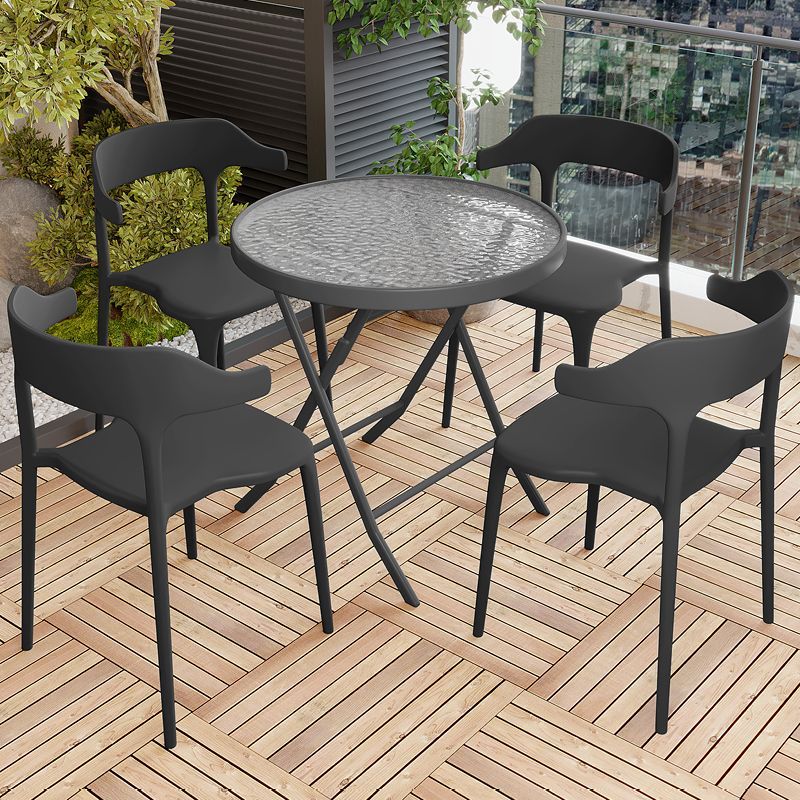 60cm 물잔물결 접이식 테이블 + 의자 4개