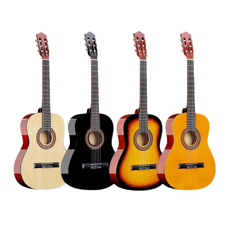 Guitarra guitarra clásica de 39 pulgadas guitarra clásica kabart instrumento musical fábrica completa de tilo acabado brillante Esquinas redondeadas