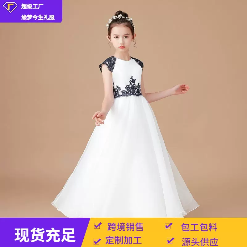 跨境外贸新款钢琴童礼服2025秋冬新款素雅日常速卖通甜美公主裙