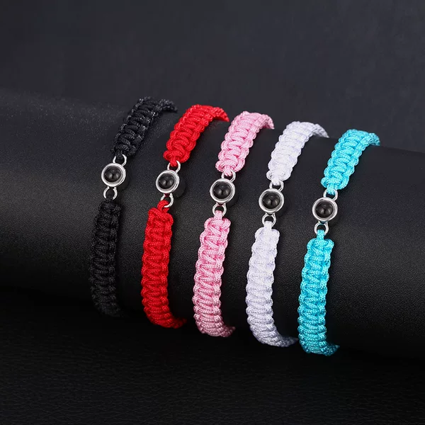 100 Languages I Love You Projection Knotted Bracelets Braided Round Beads Color Picture Photo Bracelets Cross-Border Export