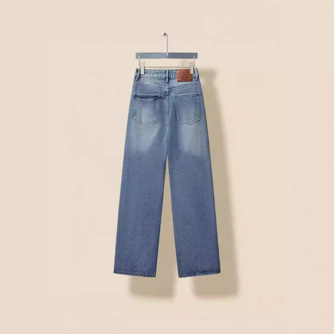 CE ARC DE TRIOMPHE 수정 판 2024 NANYOU 데님 멀티 로고 불규칙한 직선 청바지 여성 NANYOU