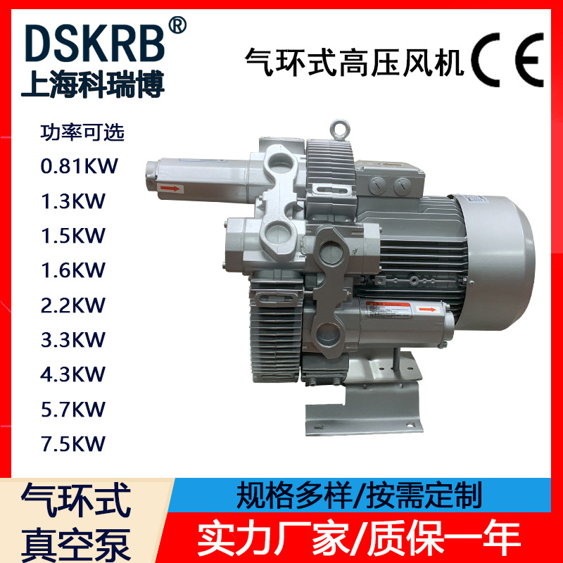 现货 4RB气环式漩涡气泵3.3KW 380V污水曝气双叶轮旋涡式抽真空泵