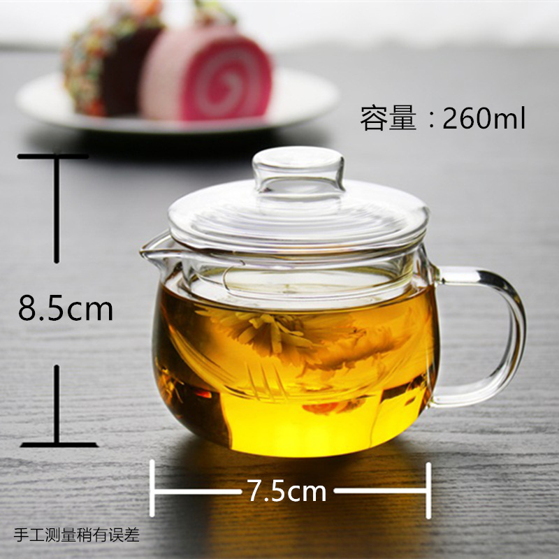 Glass Heated teapot Mini Single Flower bulbs teapot Internal bile filter Pressure nozzle transparent Tea