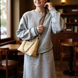 轻奢印花腋下包包女2025新款高颜值洋气c家网红链条斜挎包潮