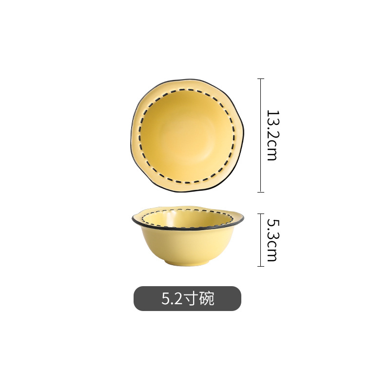 Estilo japonés vajilla de cerámica del hogar bajo vidriado color tazón plato de arroz mulanxi alto valor de color Tazón de fuente plato celebridad de Internet plato traje