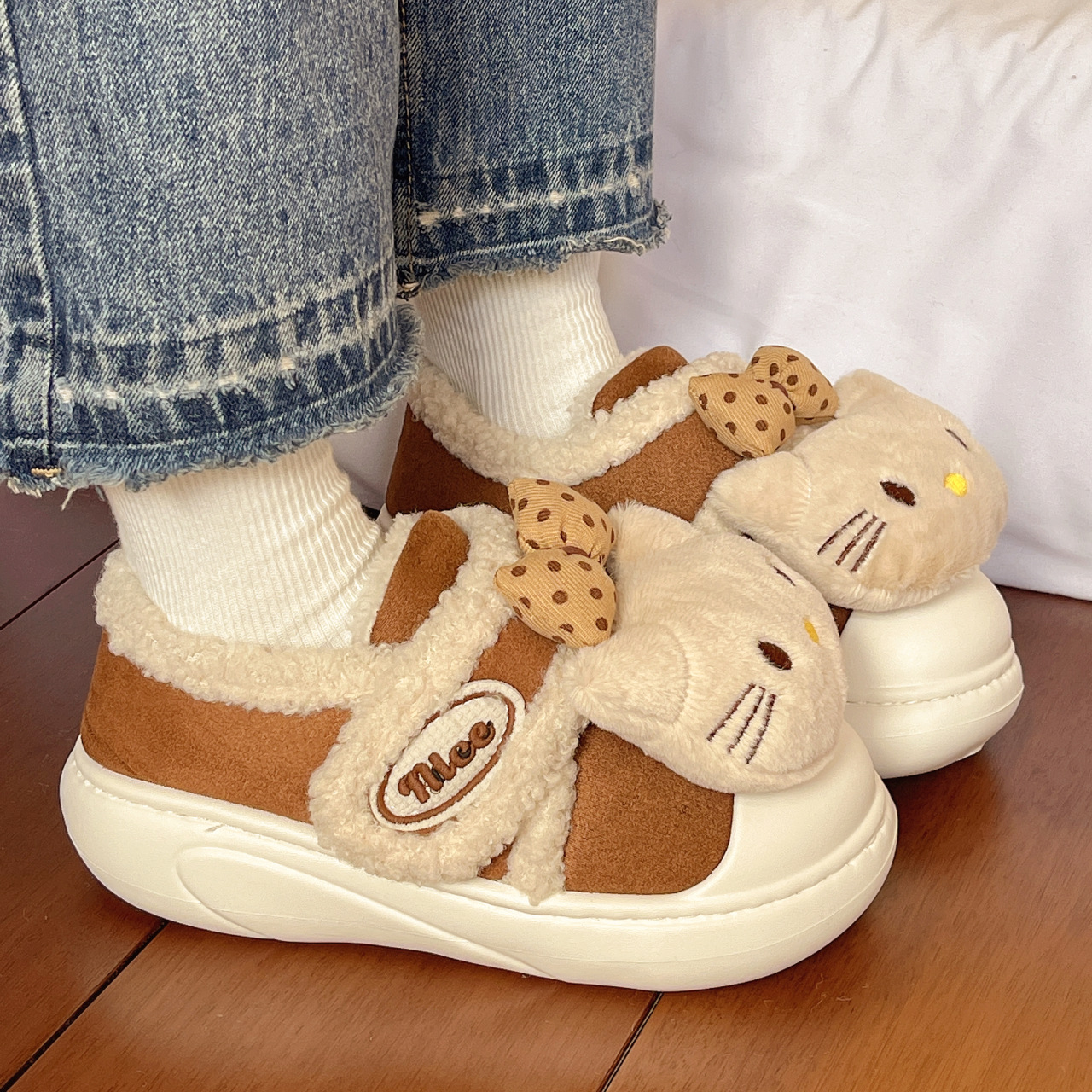 魔术贴加绒保暖棉鞋女2025年秋冬新款学院休闲勃肯雪地靴