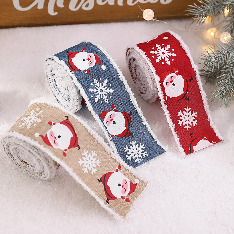 Nueva Caja de Regalo Navideña de Felpa Imitación Lino con Diseño de Santa Claus y Copos de Nieve, Decoración para Envolver Regalos, Venta al por Mayor