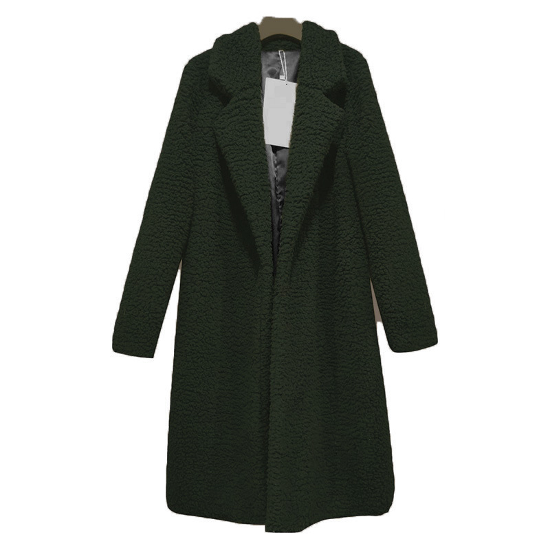 Women's Clothing Autumn and Winter Slim Feminine Lapel Long Sleeve Solid Color Street Fashion Korean Loose Solid Color Clothing_voghion.com