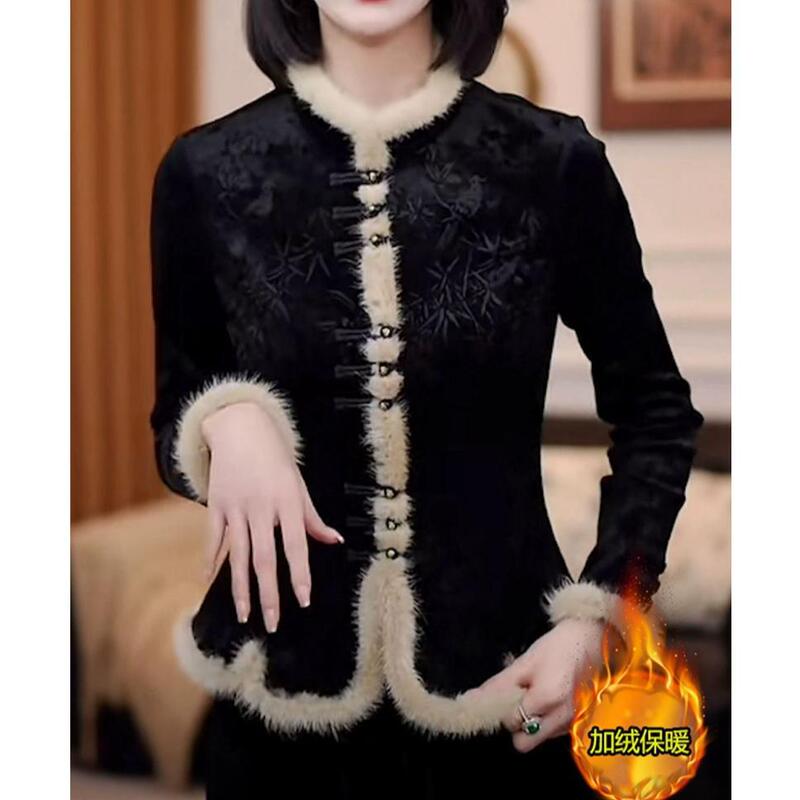 Trendy Fleece-Lined Thermal Base Shirt for Autumn and Winter, New Chinese-Style Stand Collar, Thickened T-Shirt with Wool Splicing, Chinese-Style Inner Top Trendy Fleece-Lined Thermal Base Shirt for Autumn and Winter, New Chinese-Style Stand Collar, Thickened T-Shirt with Wool Splicing, Chinese-Style Inner Top