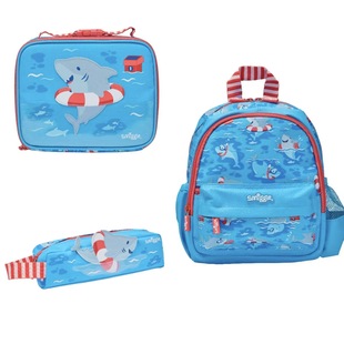 Backpack, travel small bag, blue shark for swimming, set