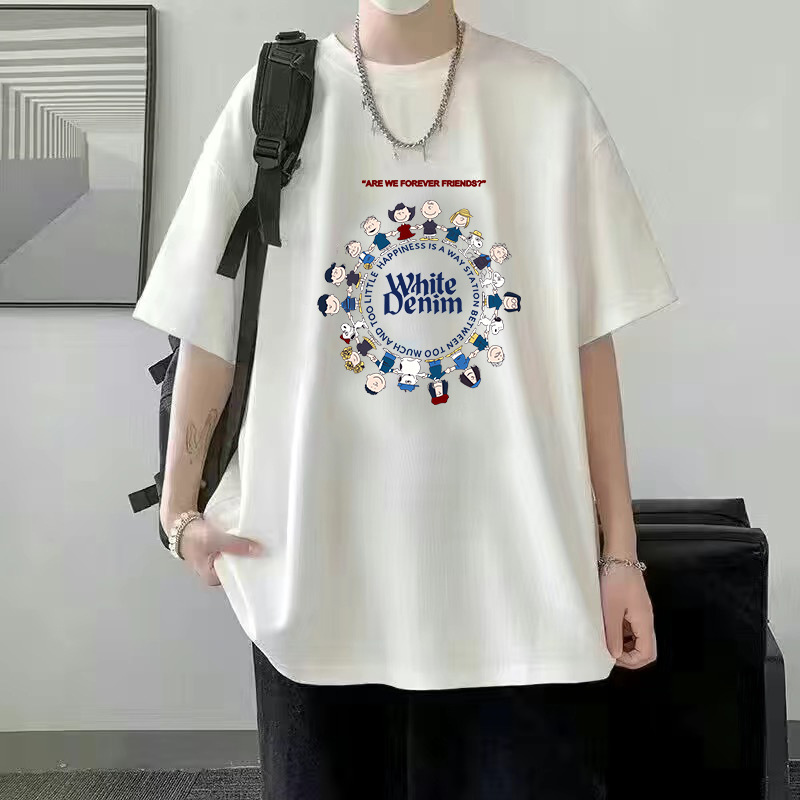 Verano nuevo estilo de seda de hielo tendencia camiseta suelta estilo de Hong Kong impresión cuello redondo camiseta de manga corta tendencia femenina todo fósforo camiseta fría