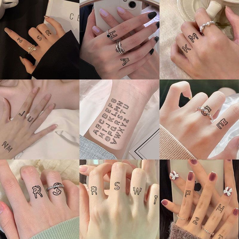 Cute Cartoon Kitten Letter Tattoo Stickers, High-Quality Waterproof and Long-Lasting Realistic Tattoo Stickers for Girls' Fingers Cute Cartoon Kitten Letter Tattoo Stickers, High-Quality Waterproof and Long-Lasting Realistic Tattoo Stickers for Girls' Fingers