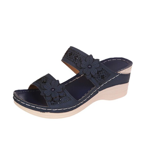 New foreign trade flower sandals women's shoes car line leisure vacation beach wedge comfortable large size foreign trade Europe and America