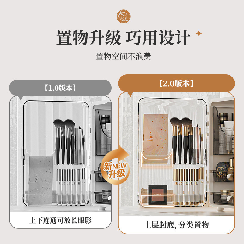化妆品收纳盒防尘梳妆台护肤品收纳箱桌面置物架大容量化妆盒|undefined