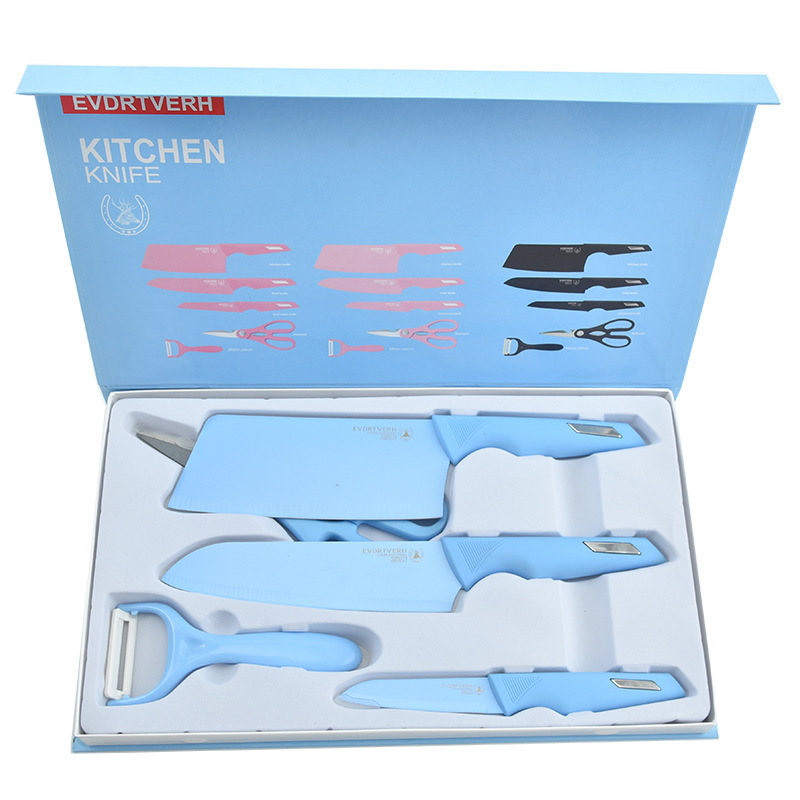 Comercio exterior al por mayor Acero inoxidable cuchillo de cocina cinco piezas conjunto cuchillo traje cocina cuchillo rebanador cuchillo fruta cuchillo combinación conjunto