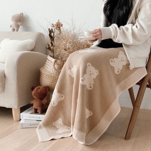Ins Korean style new thickened knitted cotton baby blanket air conditioning blanket nap blanket sofa blanket blanket