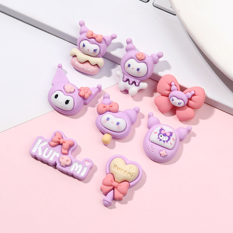 Cartoon purple cream hairgrip handmade