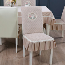 椅子套罩全包家用连一体餐椅套椅垫布艺简约夹棉加厚保暖防滑绗绣
