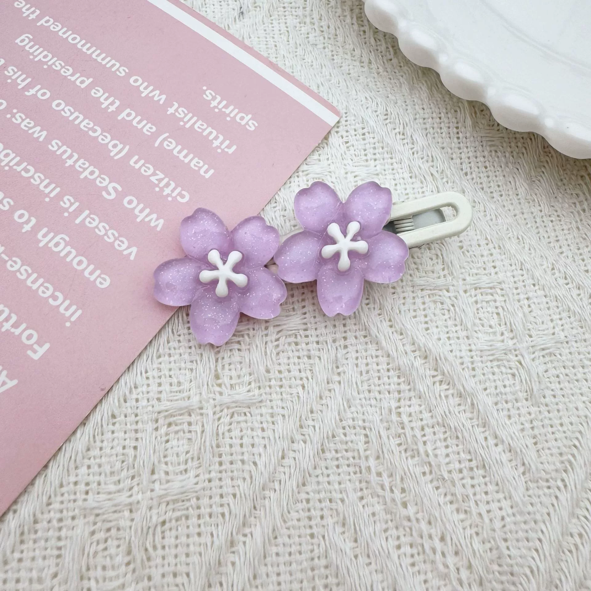 Заколка для волос Jelly Cherry Blossom, смоляная боковая клипса, 6 см, пастельные цвета