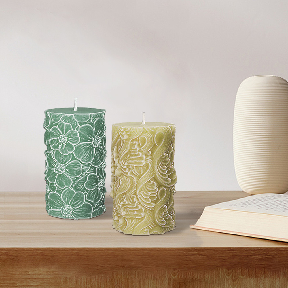 Diy aromaterapia vela molde Rosa molino de viento flor cilíndrica vela molde de silicona en stock al por mayor