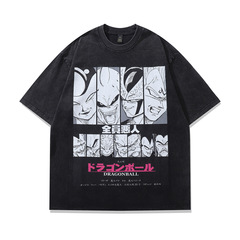 TKPA美式卡通直噴印花重磅小領口水洗做舊短袖t恤男女復古半袖tee