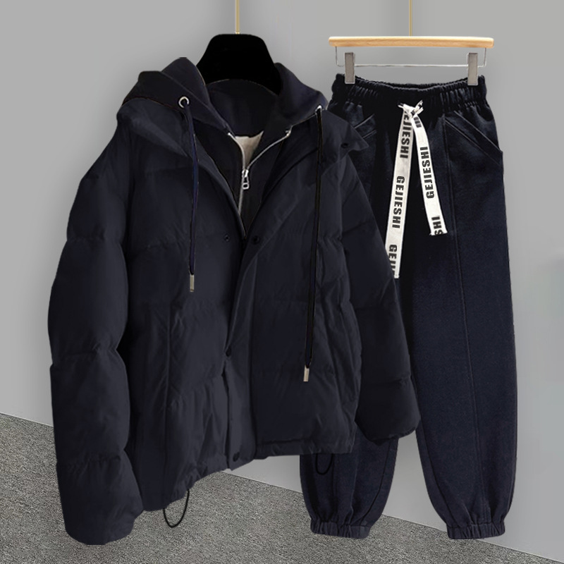 Fake Two-piece Zipper Hooded Jacket Suit For Men,Korean Version,y,Versatile,Mid-length Windbreaker,y Brand Loose