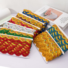 Seven-color gold thread triangular sparkling ethnic style Mid-Autumn folding pagoda edge large truck top edge Buddha hall altar edge