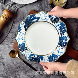 北欧陶瓷餐具碗碟套装欧式手绘汤盘用餐甜品水果家用碗盘套装