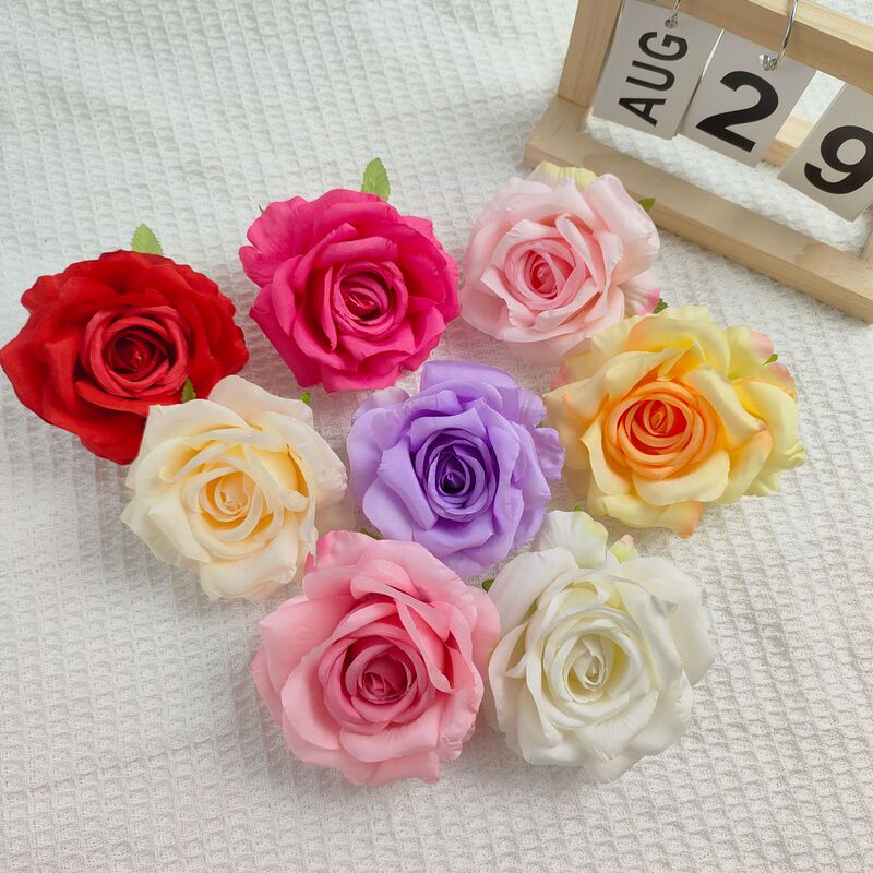 Manufacturer Wholesale 10cm Artificial Flower Rose Head Wedding Arrangement Wedding Car Christmas Tree 520 Floral Gift Box Fake Flowers