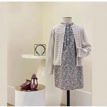 2025秋冬新款110-160女童立体小花开衫儿童羊毛羊绒混纺上衣