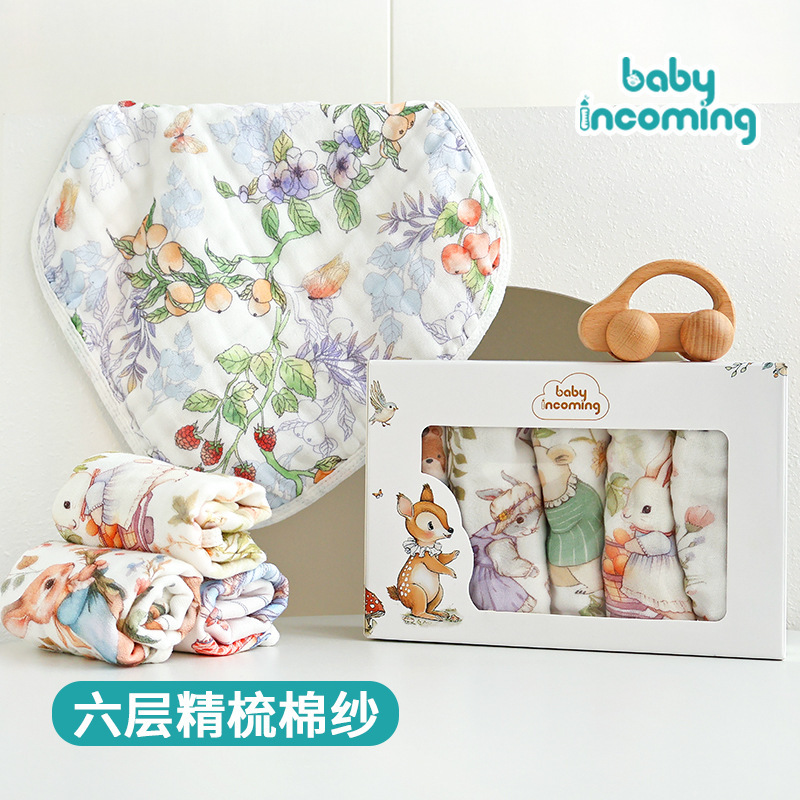 Baby's Square A 6-layer Pure Cotton Cartoon Soft Absorbent Slipper Children's Bath Towel Baby's Face Small Square Baby's Square A 6-layer Pure Cotton Cartoon Soft Absorbent Slipper Children's Bath Towel Baby's Face Small Square