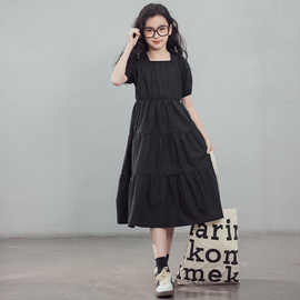 女童连衣裙夏季新款中大童薄款夏装女孩过膝长裙儿童休闲公主裙子