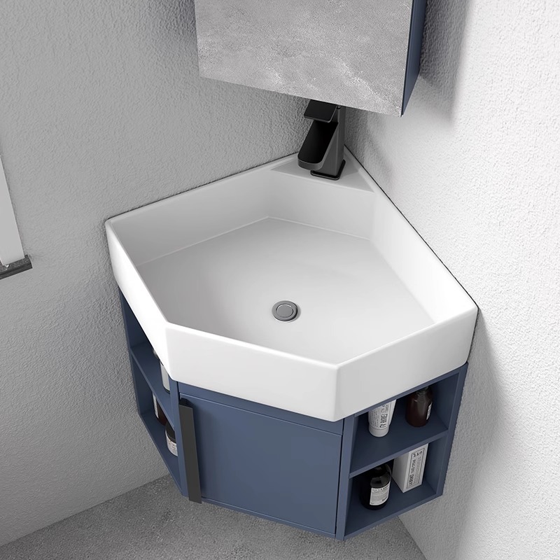 Transfronterizo pared tipo lavabo gabinete combinado esquina de baño lavabo pequeño tipo hogar lavabo baño lavabo triángulo piscina