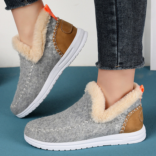 Winter New Cross-border Women's Shoes Cotton Shoes One-step Convenient Short Boots Fashion Warm Cotton Boots Fleece Thickened Snow Boots 