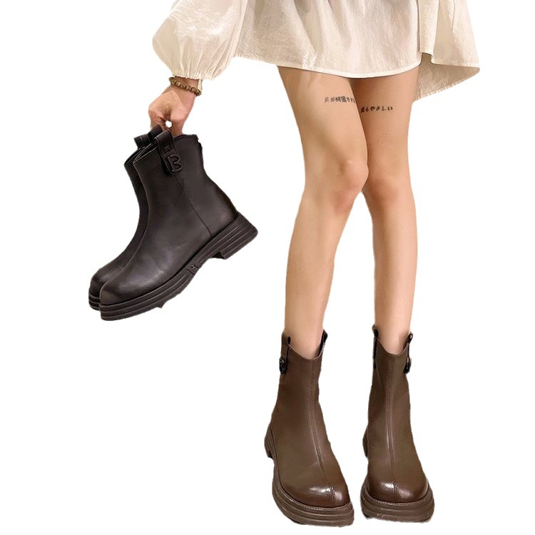 Dicke elastische Sohle für Damen 2024 neue Martin vielseitige schlanke kurze Frühlings- und Herbst-Einzelstiefel_voghion.com